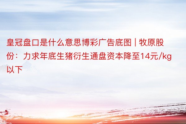 皇冠盘口是什么意思博彩广告底图 | 牧原股份：力求年底生猪衍生通盘资本降至14元/kg以下