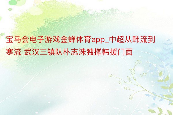 宝马会电子游戏金蝉体育app_中超从韩流到寒流 武汉三镇队朴志洙独撑韩援门面