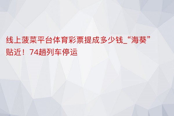 线上菠菜平台体育彩票提成多少钱_“海葵”贴近！74趟列车停运