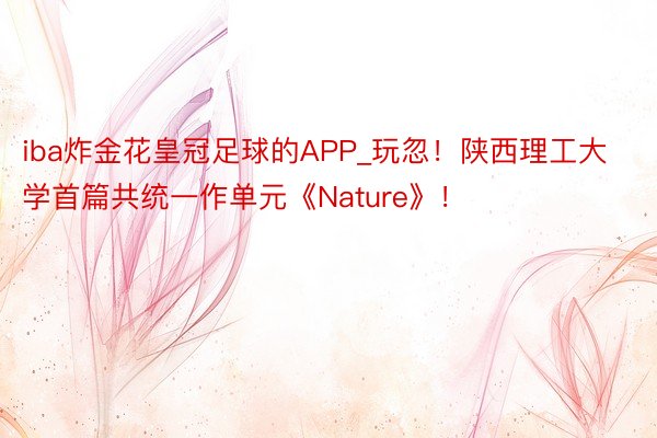 iba炸金花皇冠足球的APP_玩忽！陕西理工大学首篇共统一作单元《Nature》！